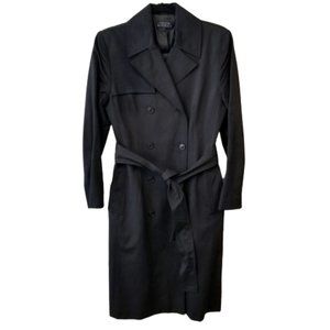 Vtg Trench Coat Grand Harbour Black Water Resistant Size 6 Made in Canada